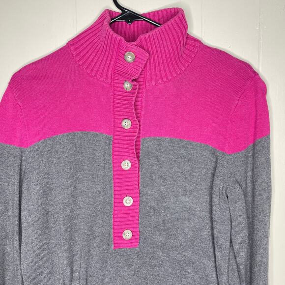 Eddie Bauer Mock Neck Colorblock Sweater Pink Gray Women's Size Large - Picture 6 of 6